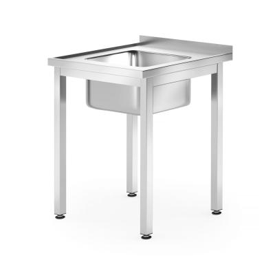 Dřezový stůl – přišroubovaný, hloubka 600 mm, HENDI, Profi Line, Dřez s umyvadlem uprostřed, 600x600x(H)850mm | 811849
